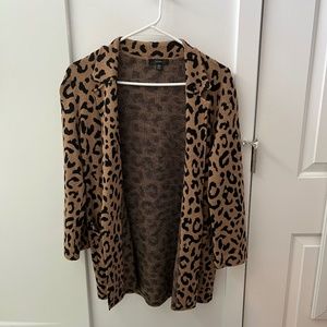 JCrew Sophie open-front sweater-blazer in leopard